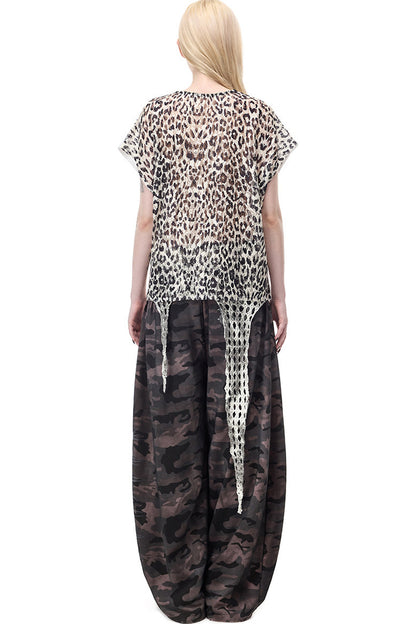 Cat Skeleton Leopard Print Top