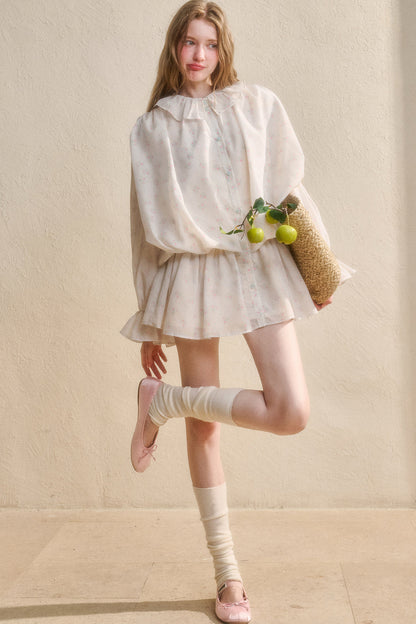 Floral Ruffle Shirt Dress