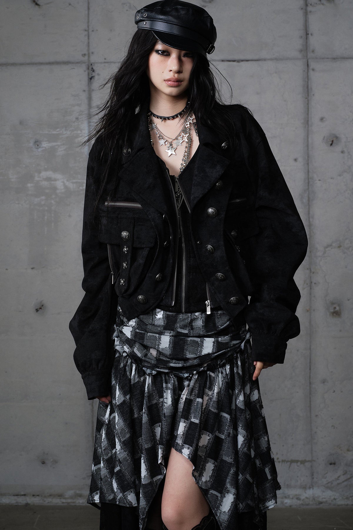 Functional Layered-Look Suede Jacket