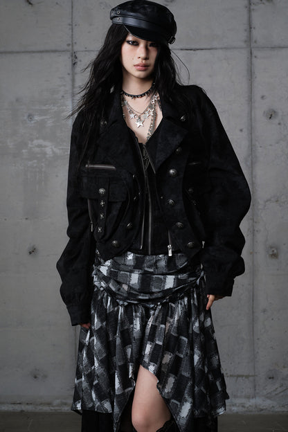 Functional Layered-Look Suede Jacket