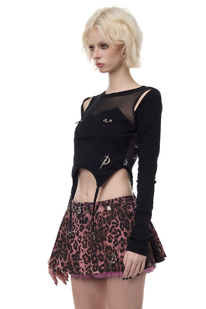 Pink Leopard Print Furry Skirt