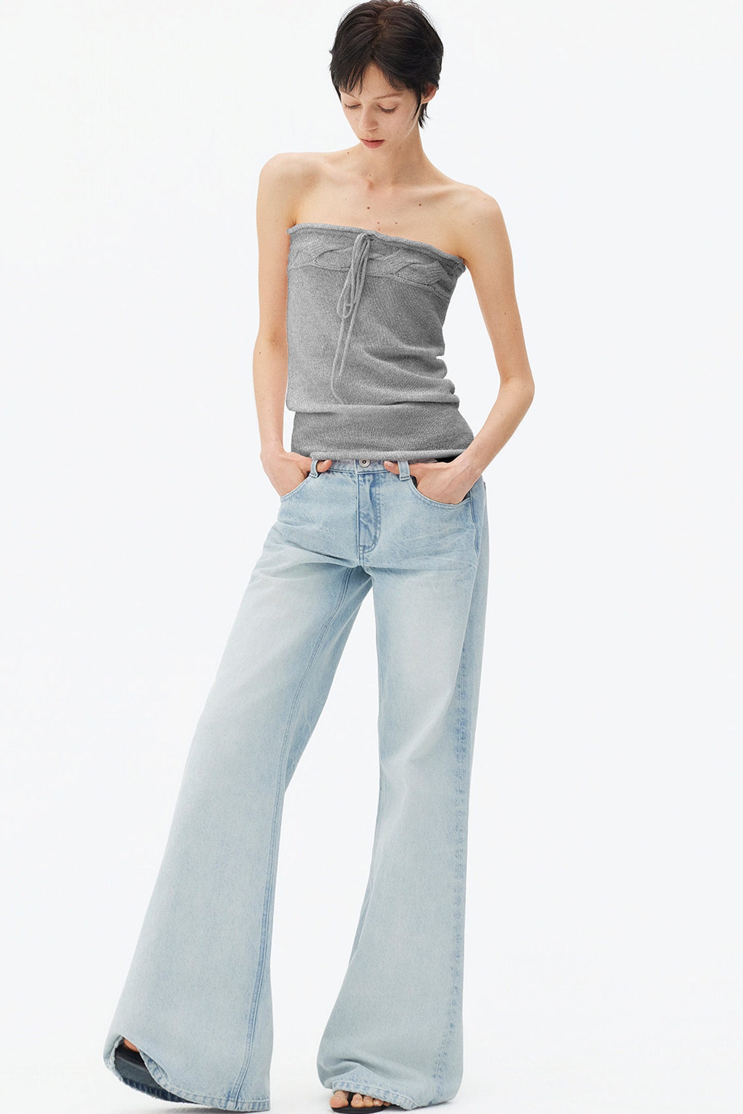 Light Blue Wide-Leg Denim Pants