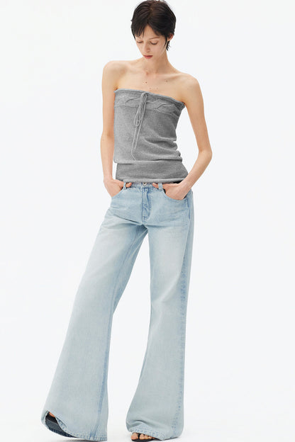 Light Blue Wide-Leg Denim Pants