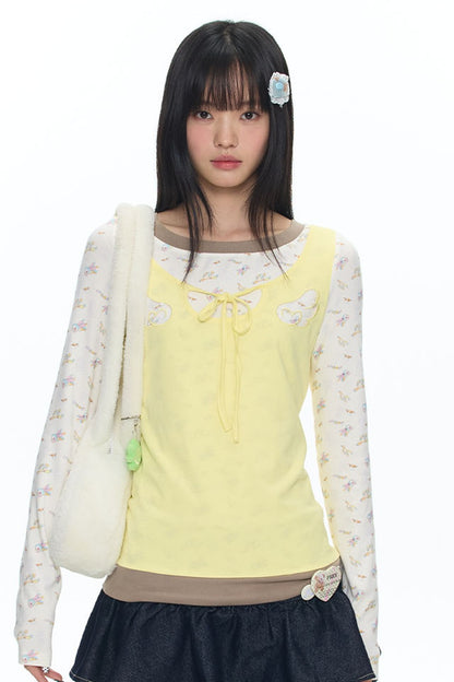 Embroidery Layered-Look Top