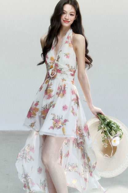 Chiffon Floral V-Neck Dress