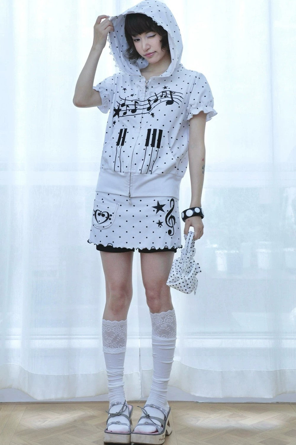 Y2K High-Waist Polka Dot Skirt