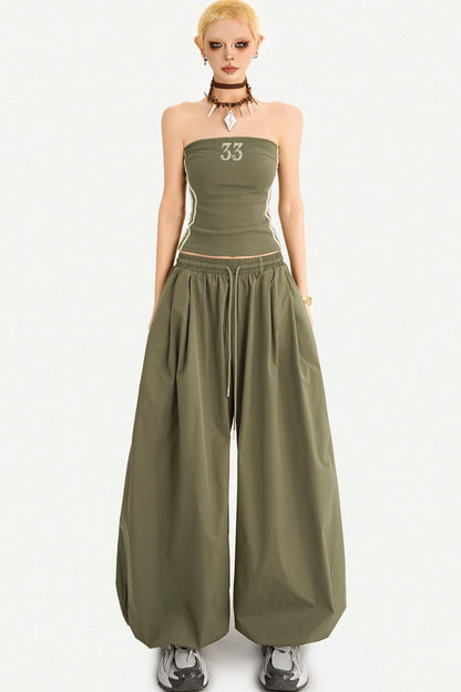 Pantaloni harem verde militare