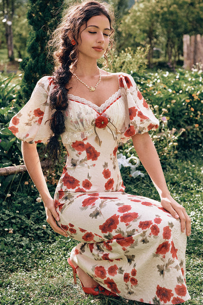 French Pastoral Floral Base Layer Top and Dress Set-Up