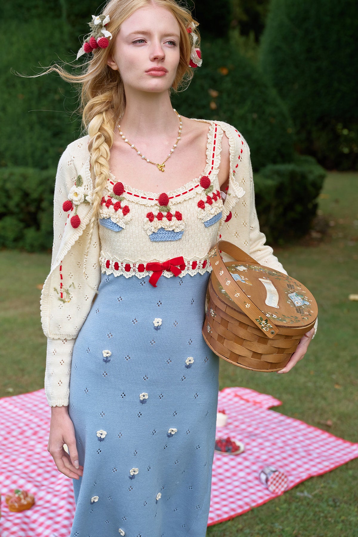 Christmas Berry Knitted Cardigan and Dress Set-Up