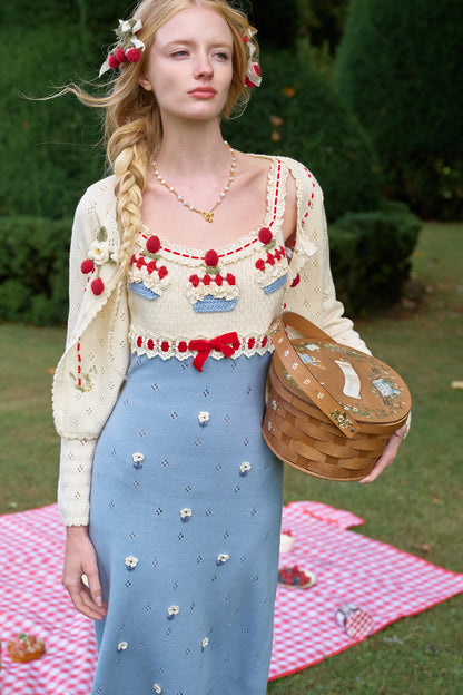 Christmas Berry Knitted Cardigan and Dress Set-Up