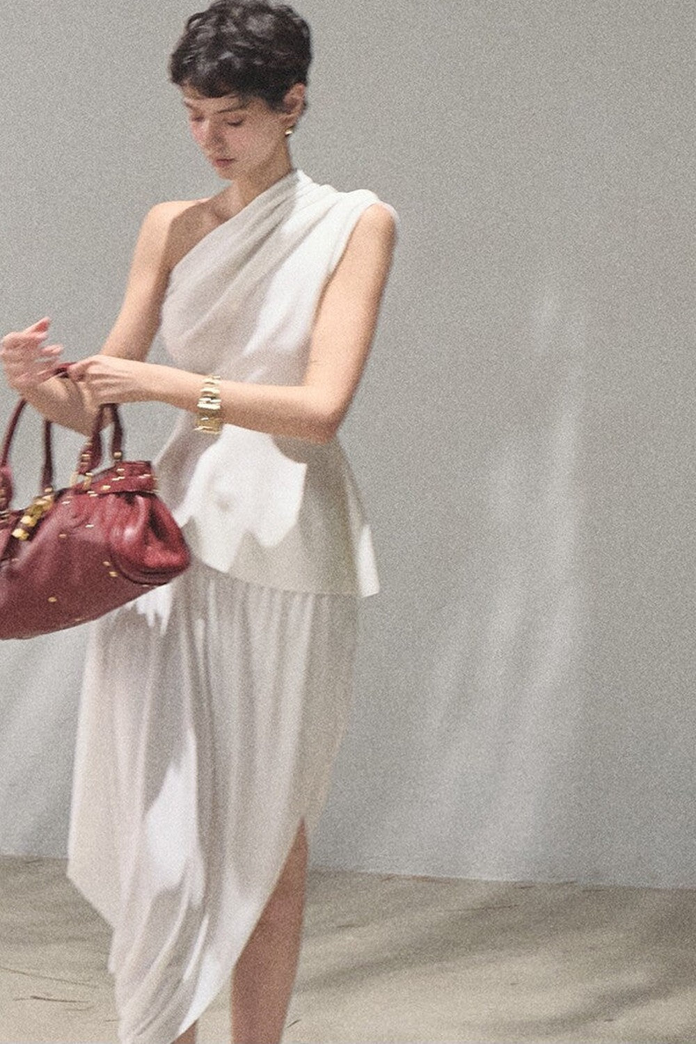 White Asymmetrical Lyocell Top