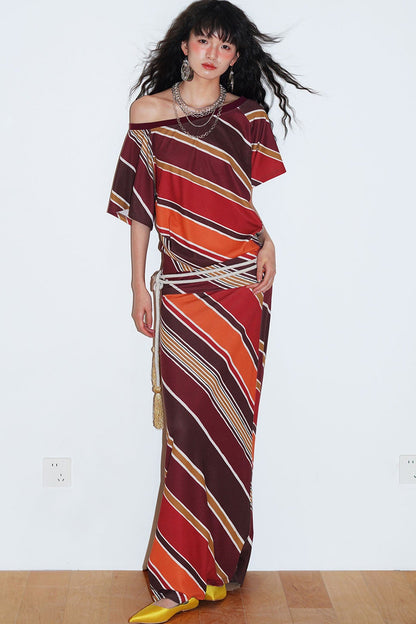 Color-Block Off-Shoulder Dress
