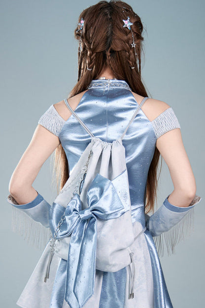 Y2K Futuristic Blue Large Bow Backpack Set-Up