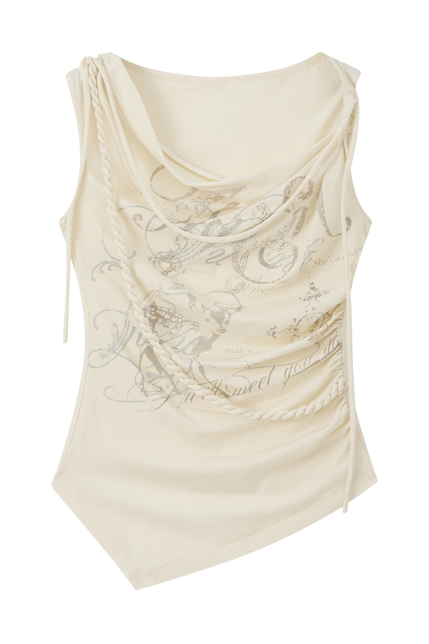 Off-Shoulder Letter Print Vest