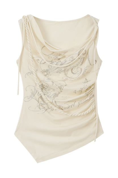 Off-Shoulder Letter Print Vest
