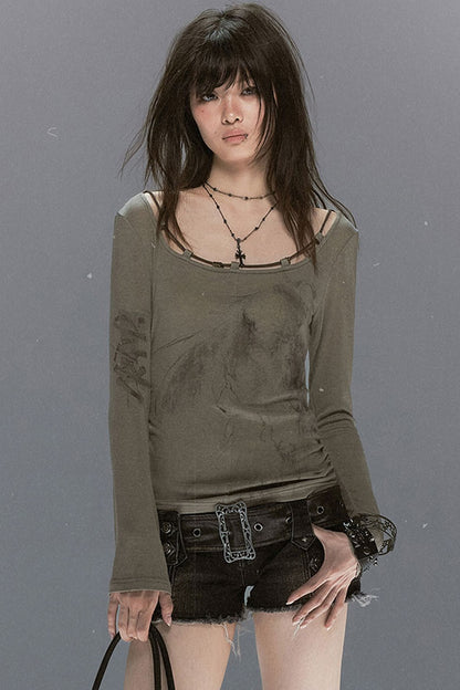 Cross Rivet Leather Shoulder Bag