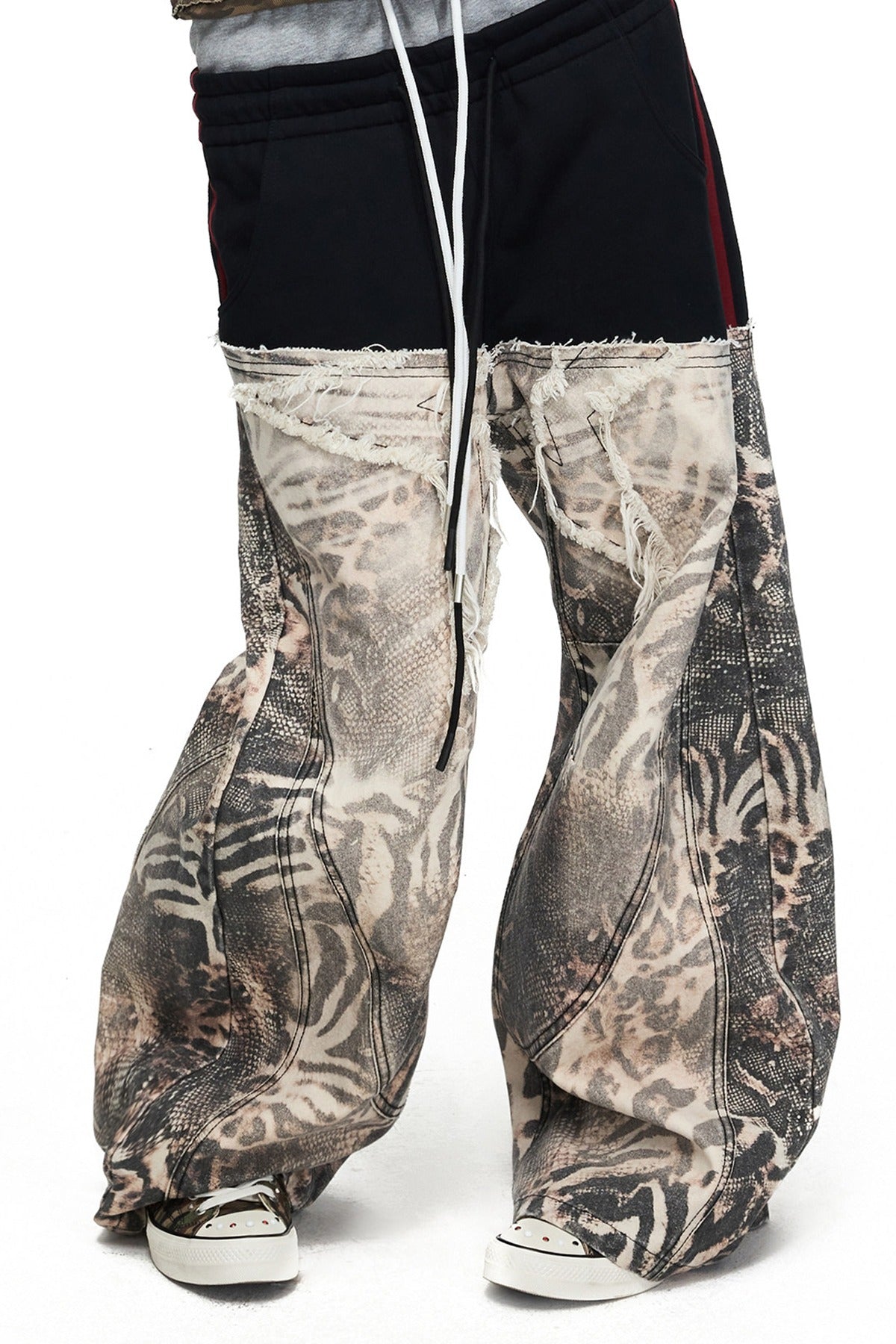 Brown Animal Print Curved Pants