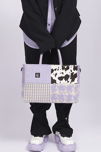 Y2K Leather Contrast Tote Bag