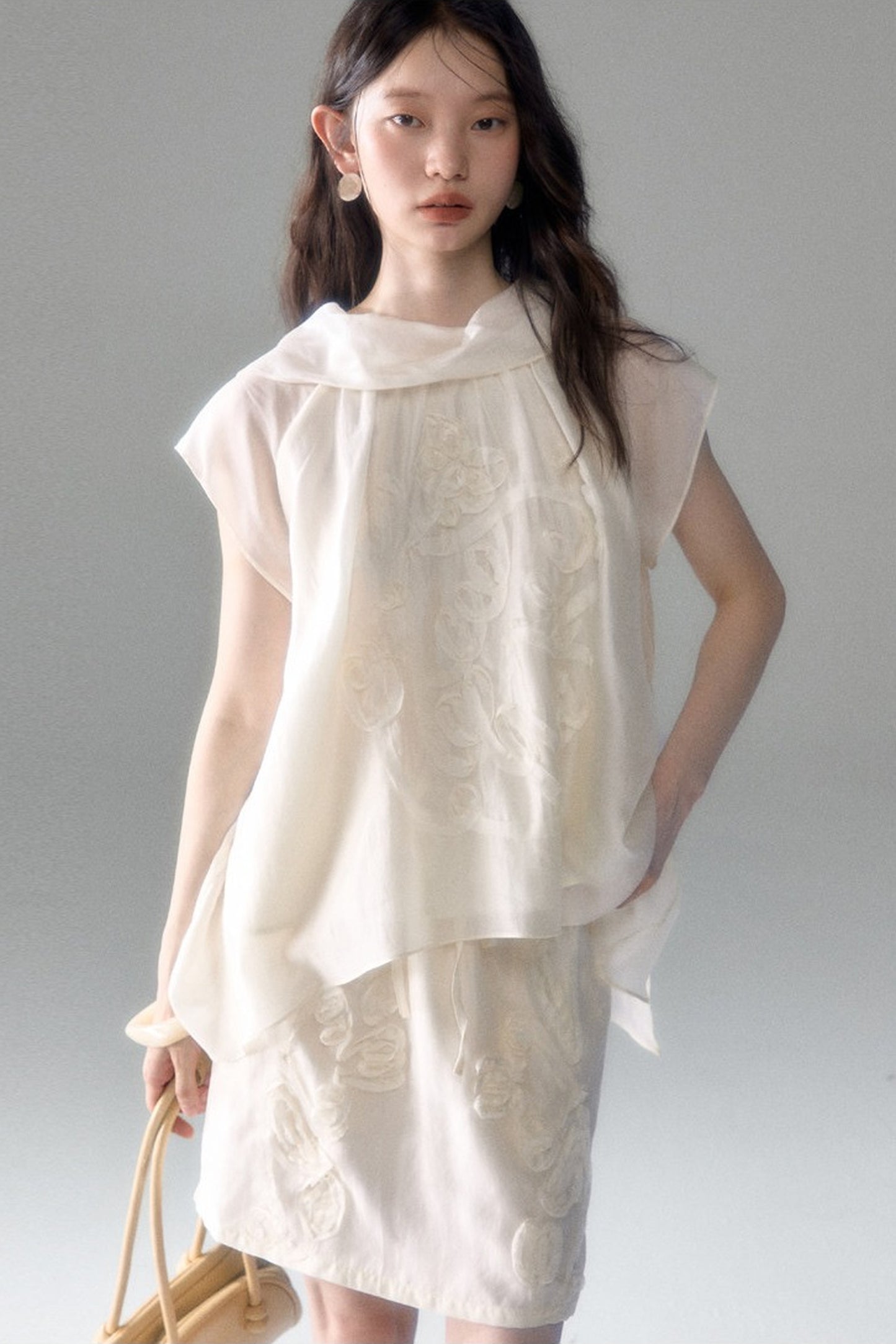 Tencel Acetate Bird Floral Top and Skirt Set-Up