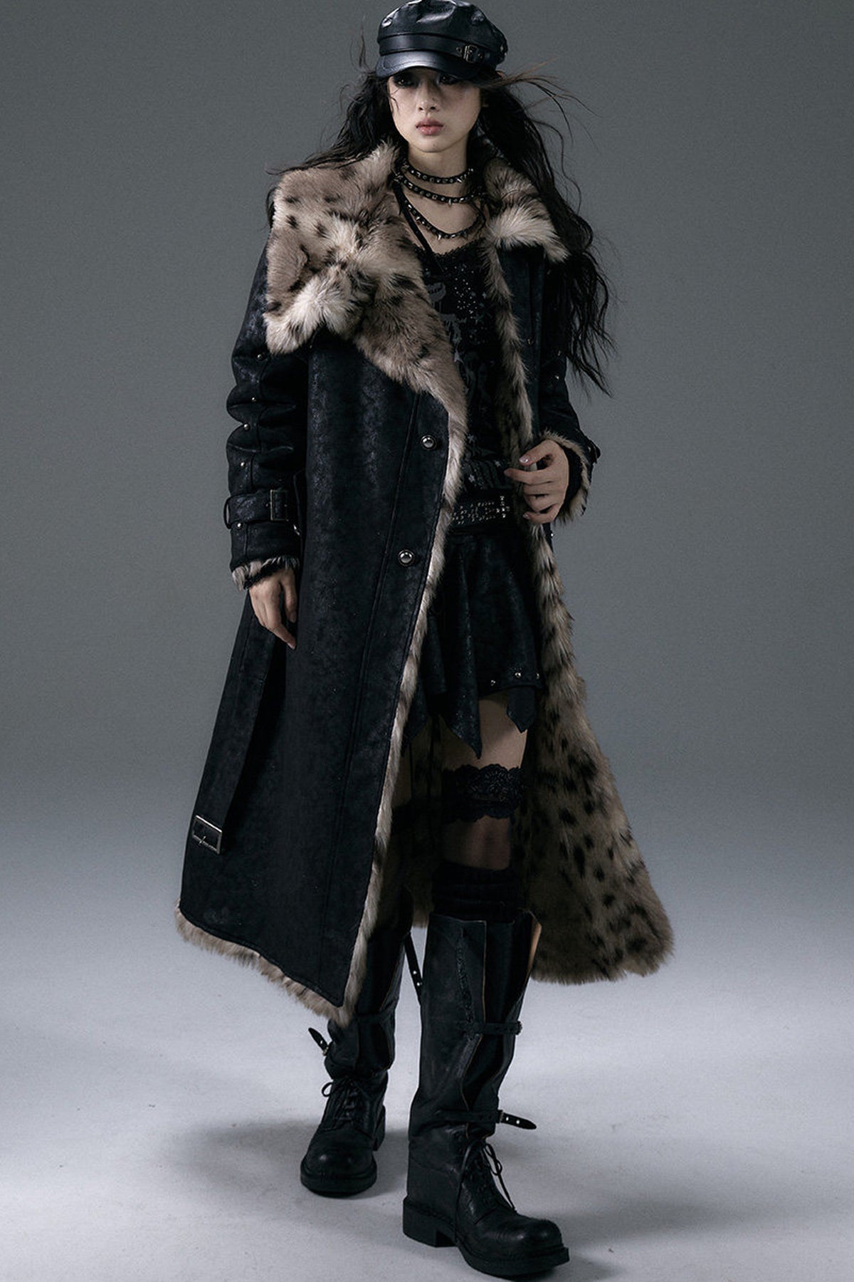Reversible Suede Leopard Fur Coat