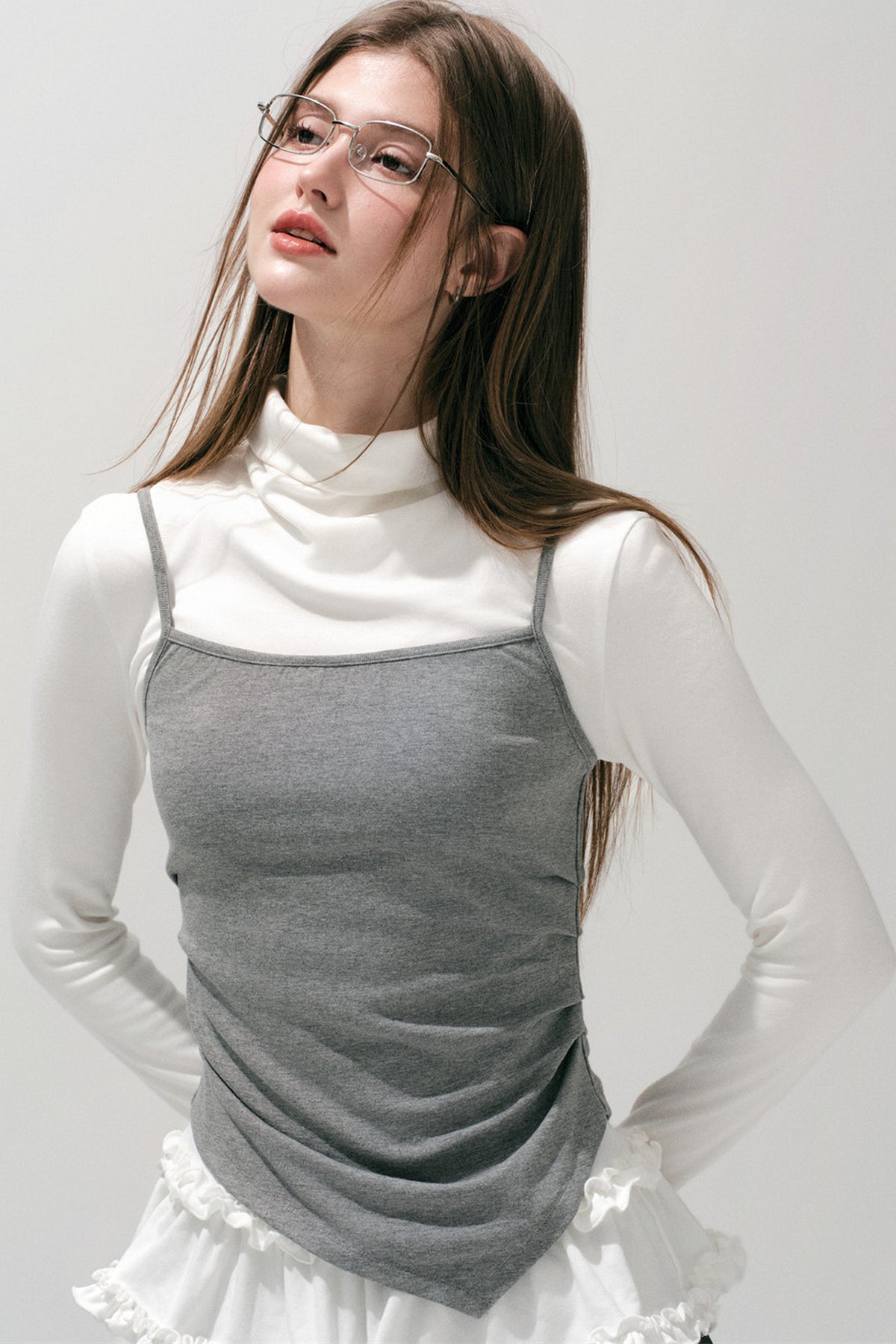 Off-Shoulder Cami Long Sleeve Top