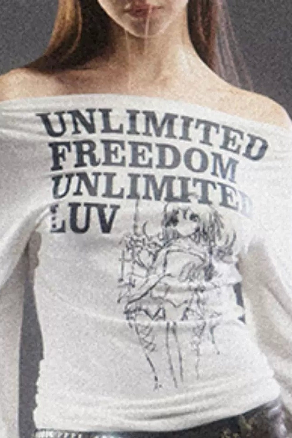 Blusa anime monospalla a maniche lunghe