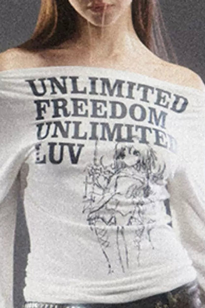 Blusa anime monospalla a maniche lunghe