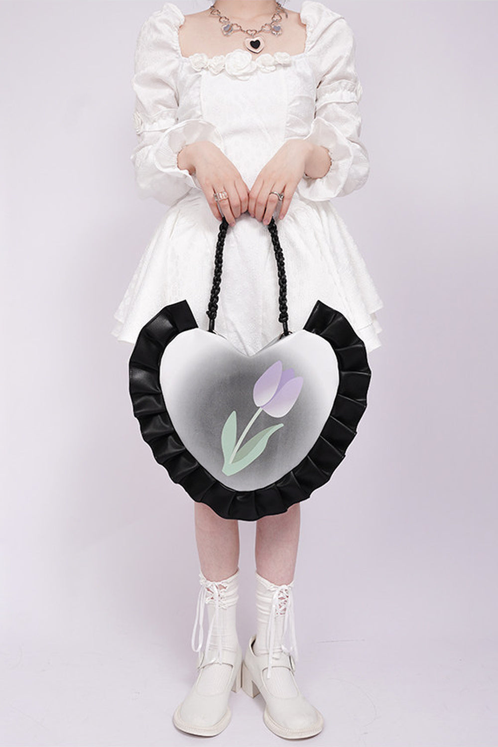 Tulip Heart Woven Crossbody Bag