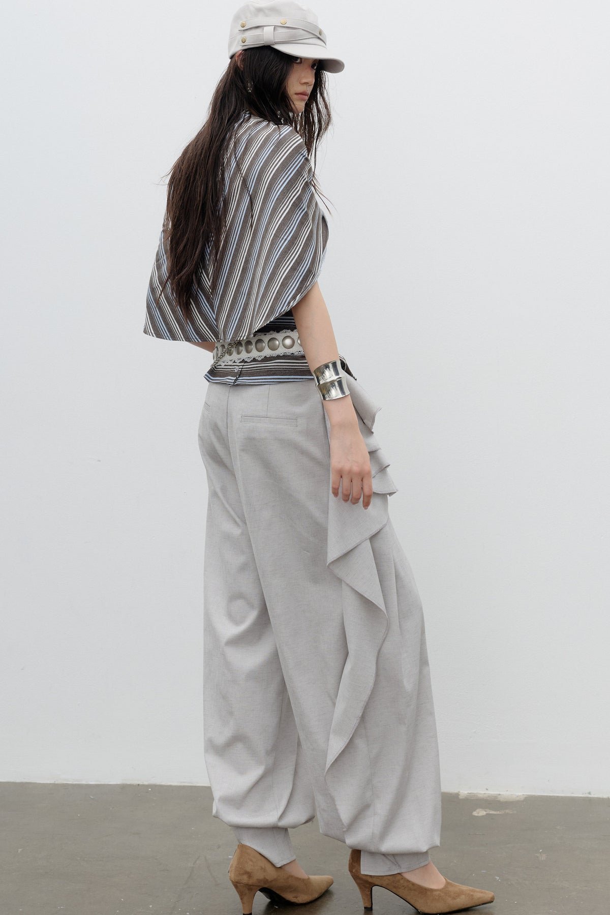 Striped Cape-Style Halter T-shirt