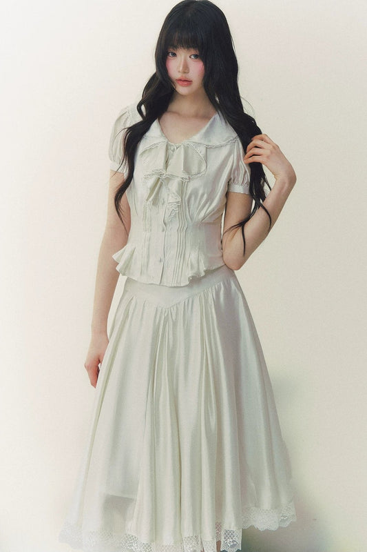 White Tulip Shirt Skirt Set-Up
