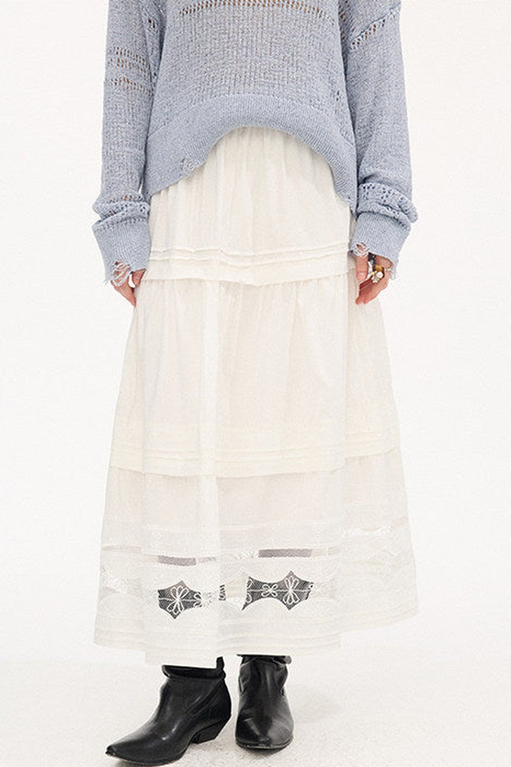Hollow Lace A-Line Skirt