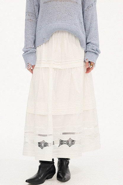 Hollow Lace A-Line Skirt