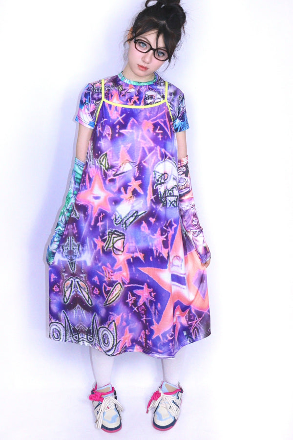 Y2K Mechanical Girl Graffiti Dress