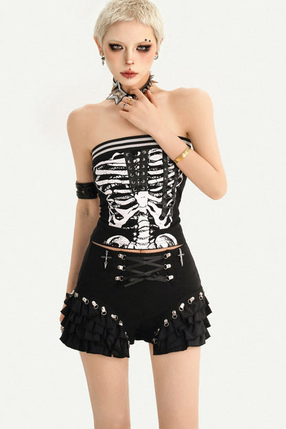 Haut bandeau punk à imprimé squelette