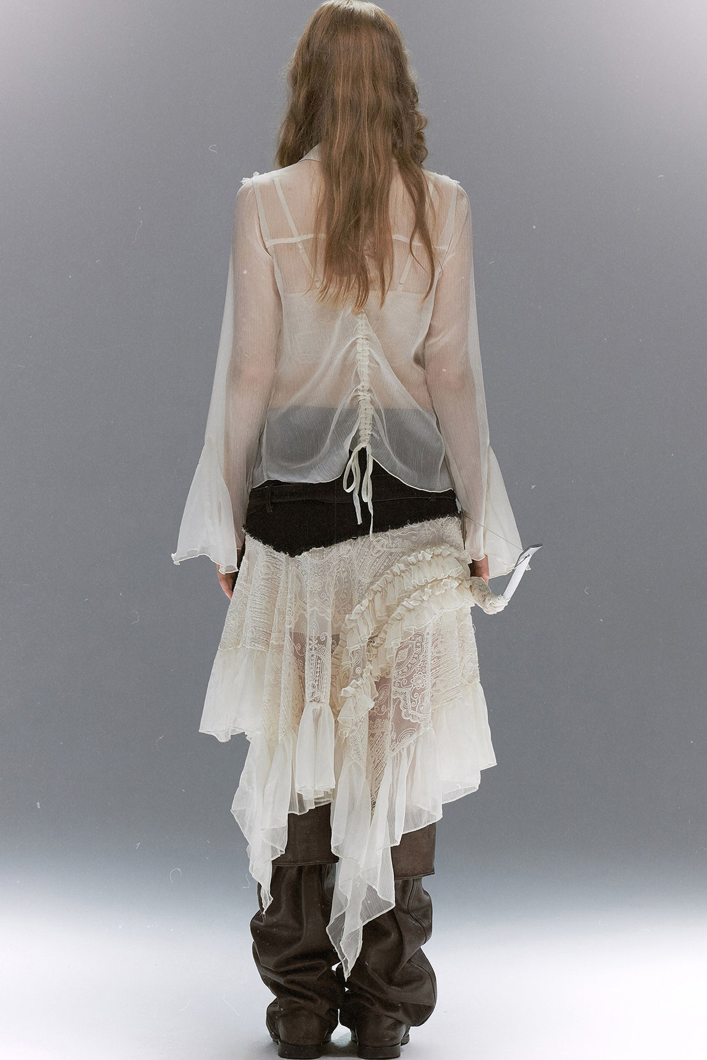 Sheer Chiffon Lace Blouse
