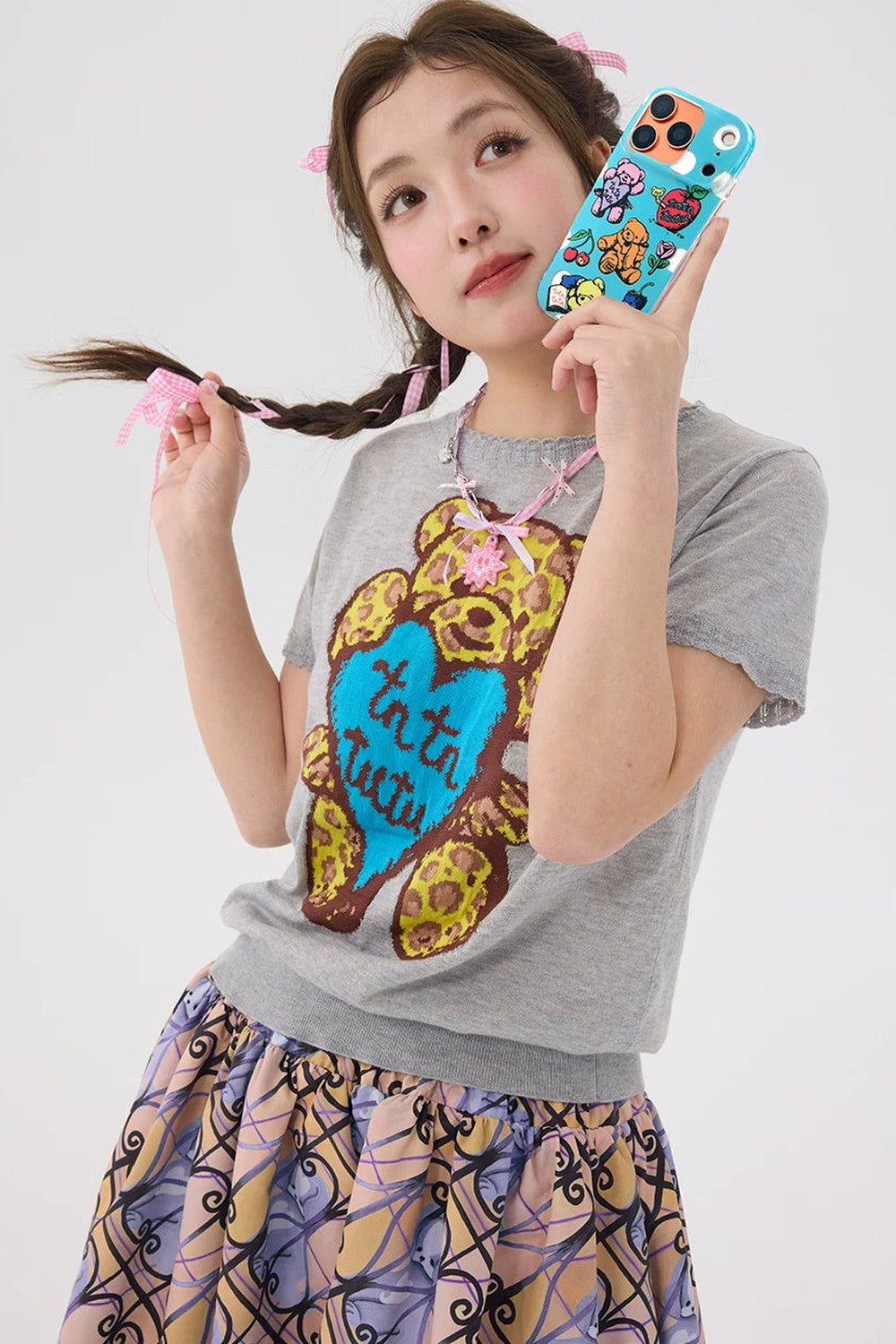 Coque de téléphone à motif ours bleu de dessin animé