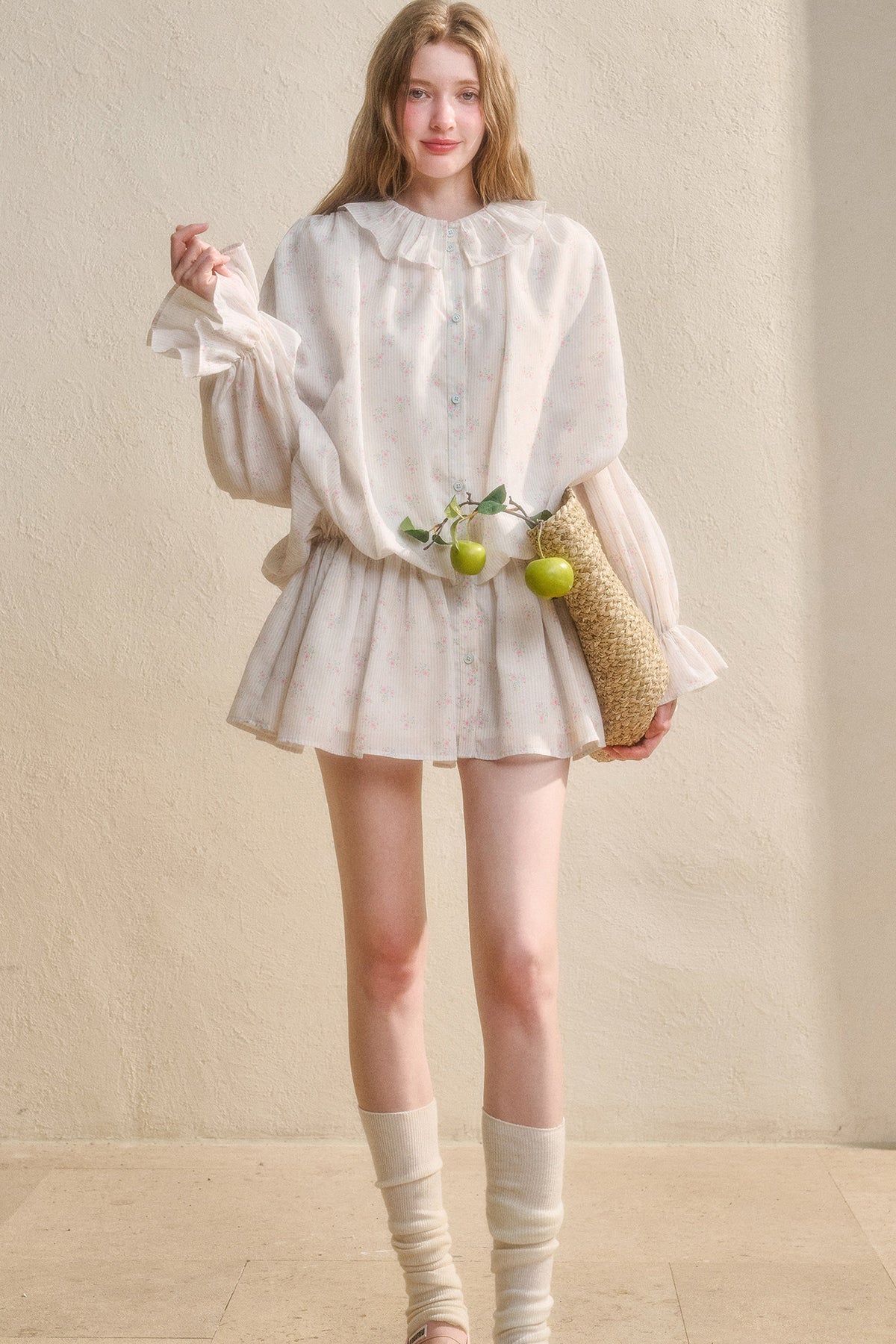 Floral Ruffle Shirt Dress