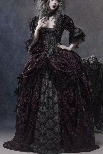 Gothic Dark Purple Bustle Skirt Set-Up