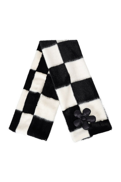 Floral Patchwork Blue Plush Scarf