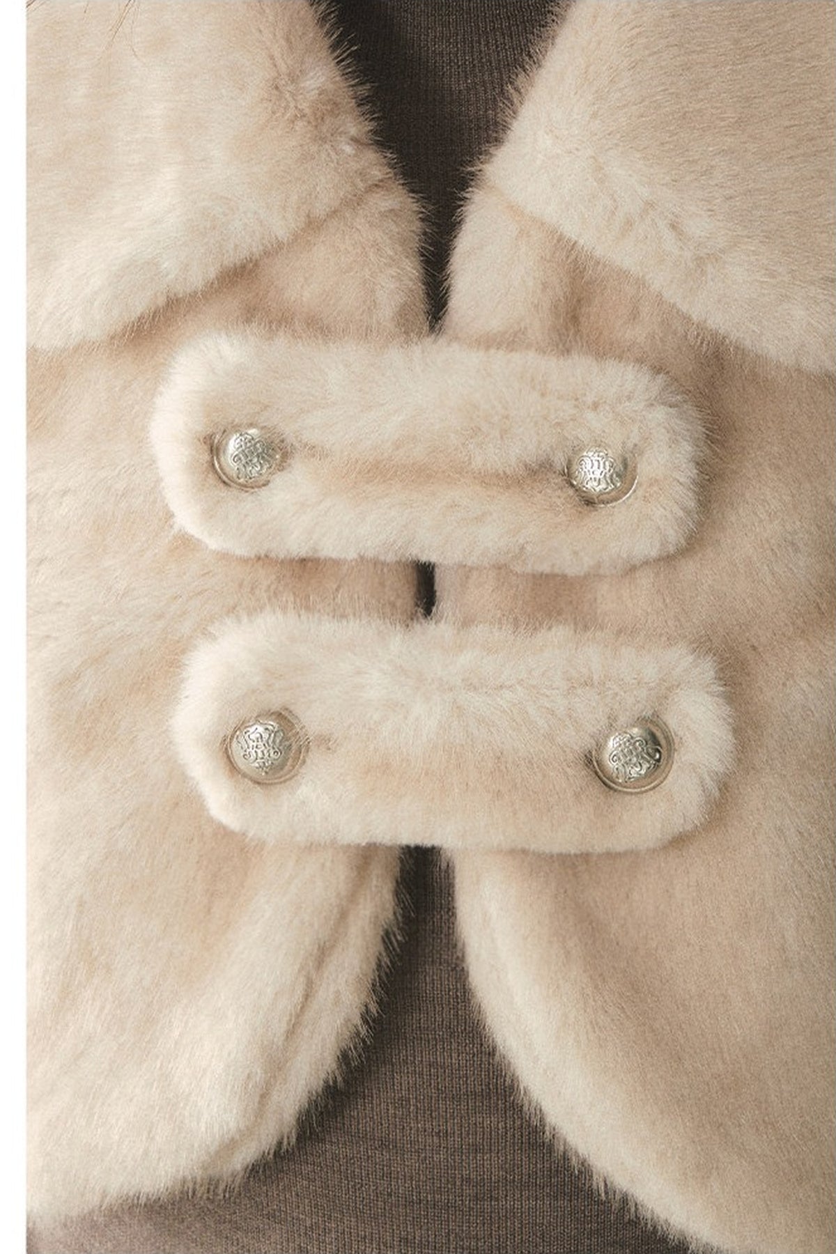 Short-Sleeved Double-Breasted Faux Fur Jacket