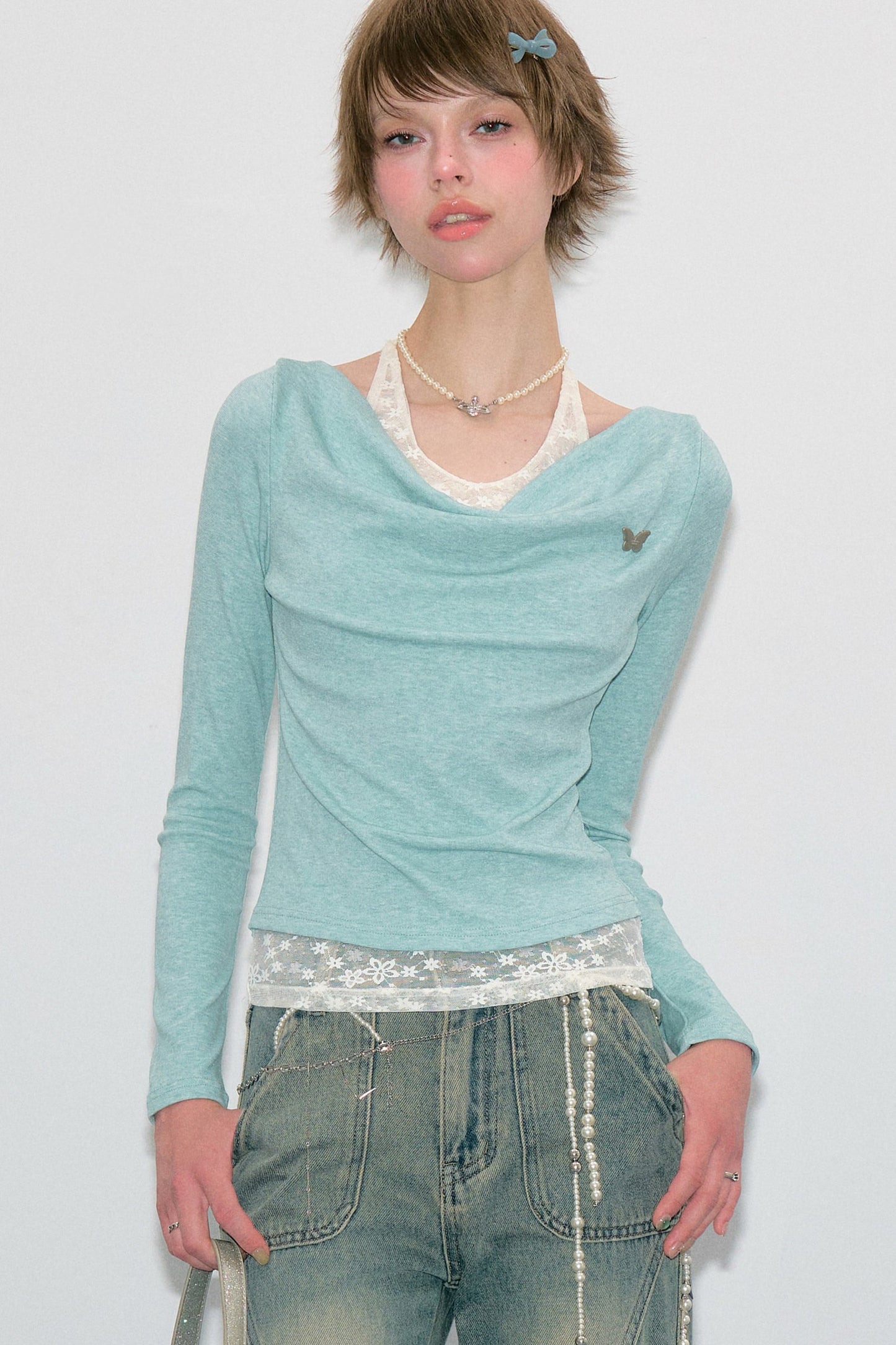 Mist Flutter Knit Top