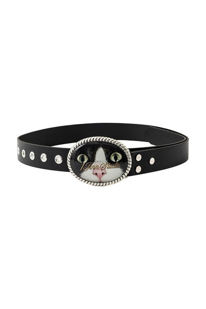 Cat Print Metal Buckle Belt