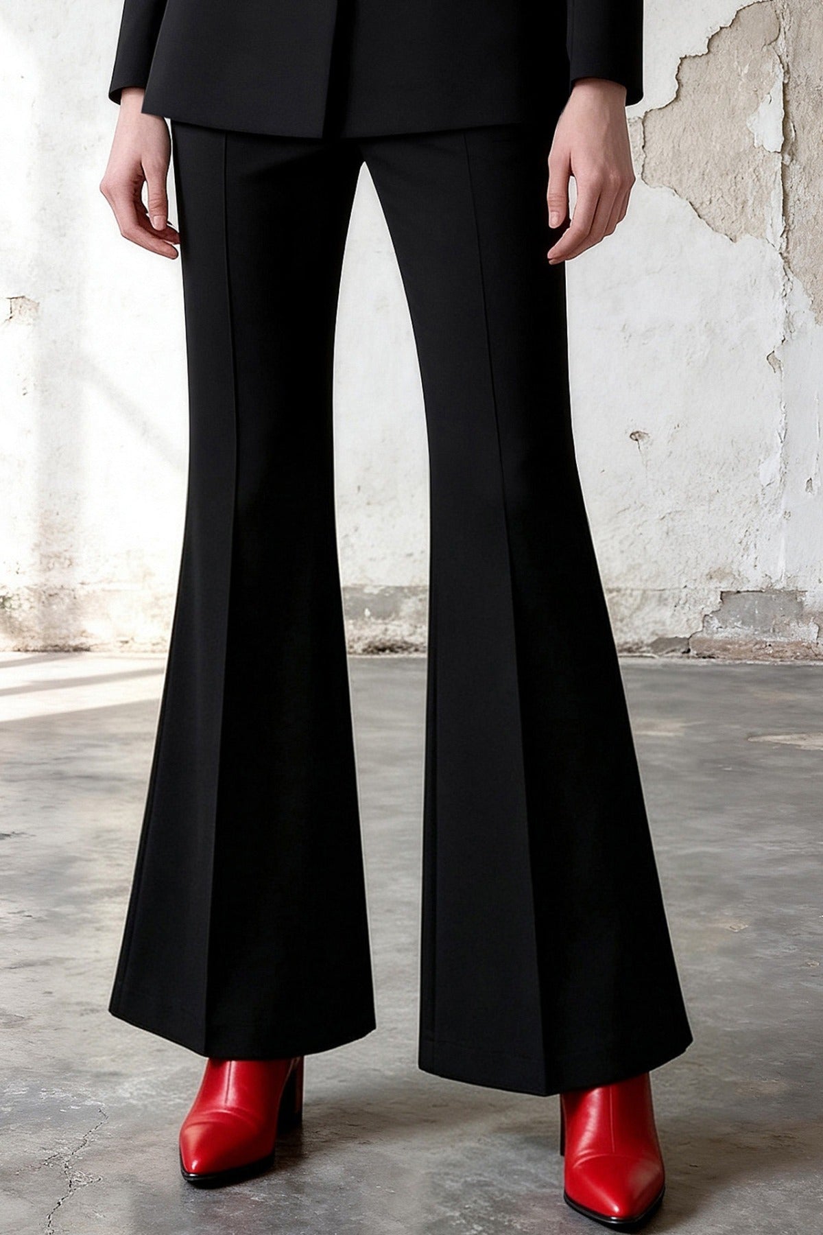 Diamond Button Blazer Flared Pants Set