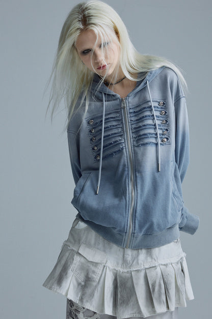 Distressed Gradient Washed Blue Jacket