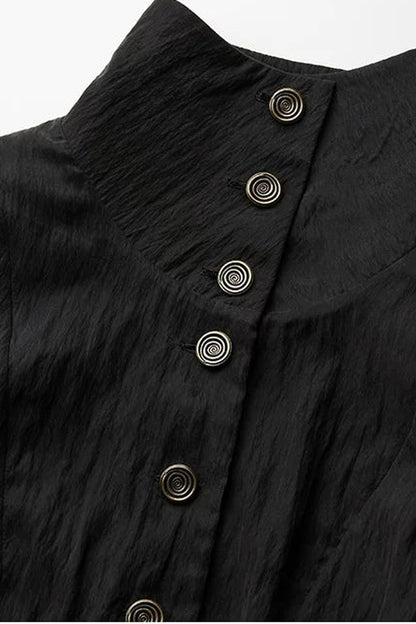 Three-Dimensional Lotus Sleeve Long-Sleeve High-Neck Shirt