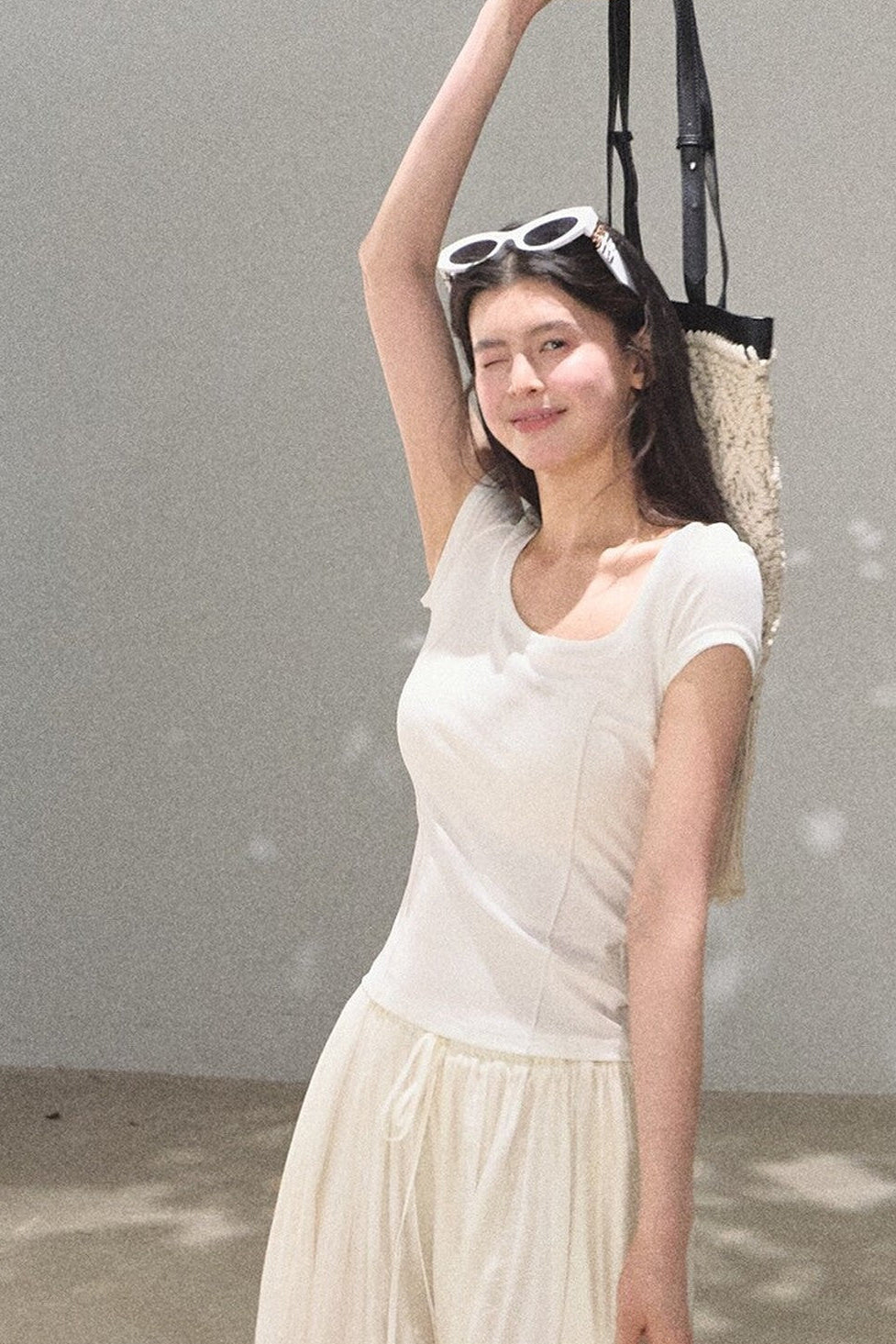 Lyocell V-Neck Short Sleeve Top