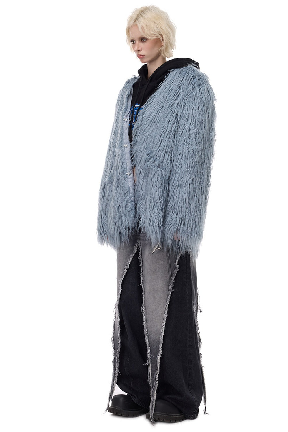 V-Neck Shaggy Contour Fur Jacket