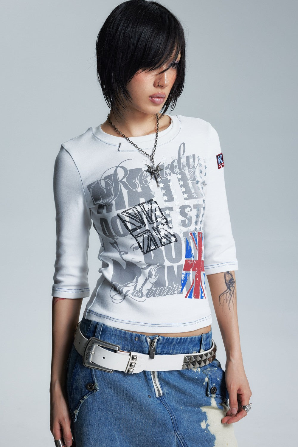Asymmetrical Neckline Printed Top