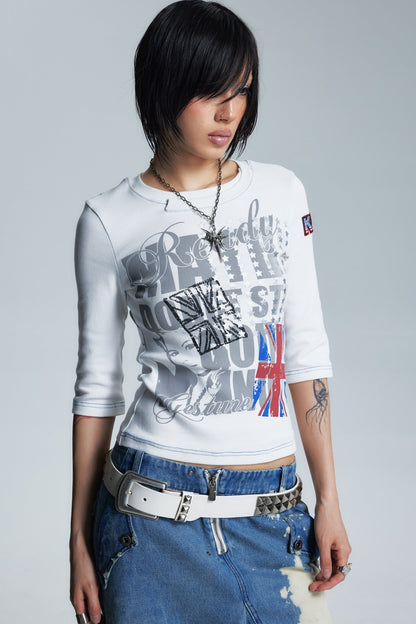 Asymmetrical Neckline Printed Top