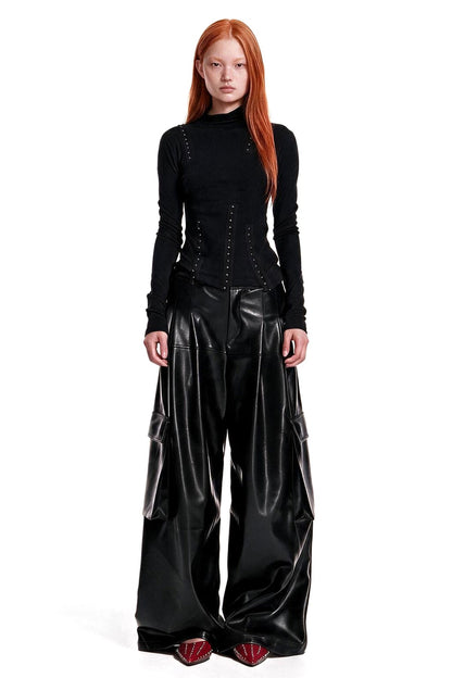 Asymmetrical Metal Hook Knit Top